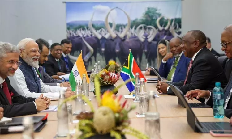 பிரதமர் மோடி - தென் ஆப்பிரிக்க அதிபர் பேச்சுவார்த்தை