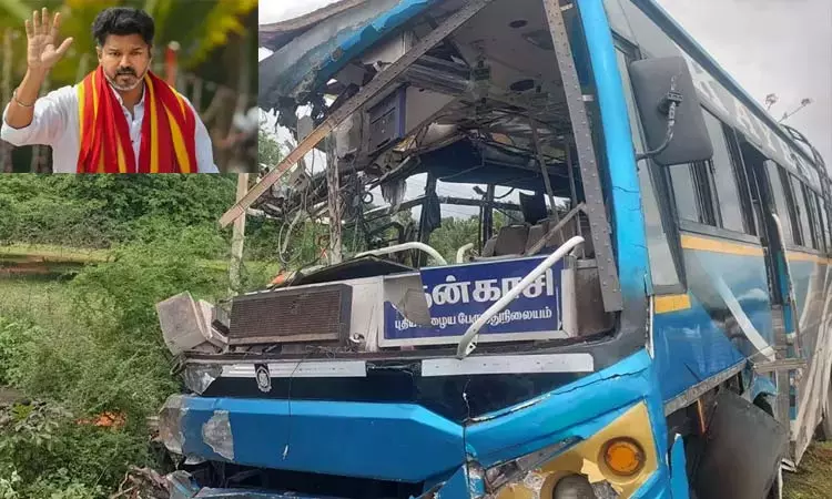 தென்காசி பஸ் விபத்தில் 6 பேர் உயிரிழந்த செய்தி மன வேதனை அளிக்கிறது; தவெக தலைவர் விஜய் தென்காசி பஸ் விபத்தில் 6 பேர் உயிரிழந்த செய்தி மன வேதனை அளிக்கிறது; தவெக தலைவர் விஜய்