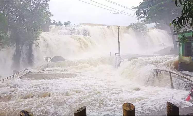 திற்பரப்பு அருவில் வெள்ளப்பெருக்கு ; சுற்றுலா பயணிகள் குளிக்கத்தடை