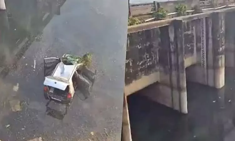 திருமண நிகழ்ச்சிக்கு சென்று திரும்பியபோது கால்வாய்க்குள் கார் கவிழ்ந்து விபத்து - 5 பேர் பலி திருமண நிகழ்ச்சிக்கு சென்று திரும்பியபோது கால்வாய்க்குள் கார் கவிழ்ந்து விபத்து - 5 பேர் பலி