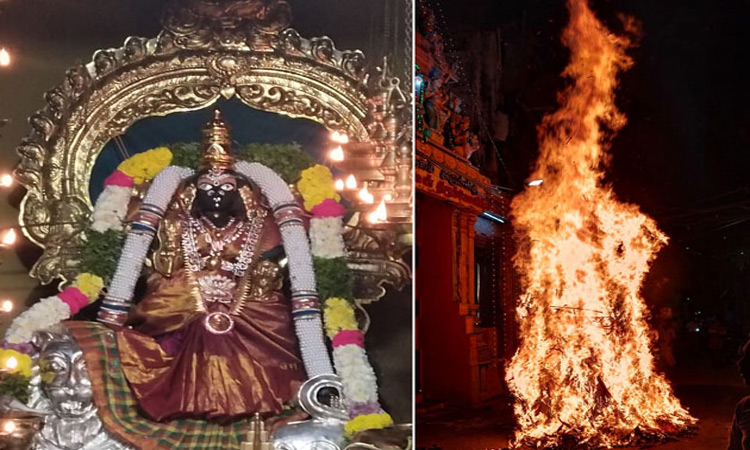 தூத்துக்குடி தெப்பக்குளம் மாரியம்மன் கோவிலில் திருக்கார்த்திகை விழா: சொக்கப்பனை கொளுத்தப்பட்டது