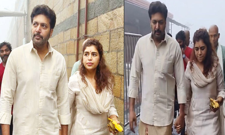 திருப்பதியில் கெனிஷாவுடன் ரவி மோகன் சாமி தரிசனம்