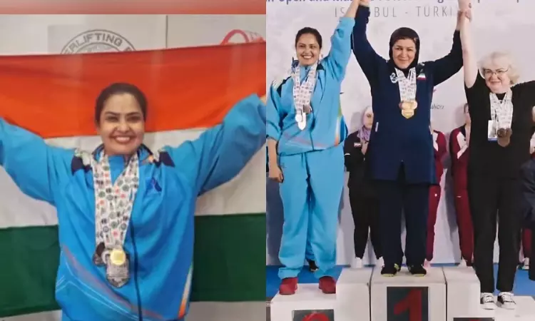 Tollywood actress Pragathi creates history with Gold at Asian Powerlifting Tollywood actress Pragathi creates history with Gold at Asian Powerlifting