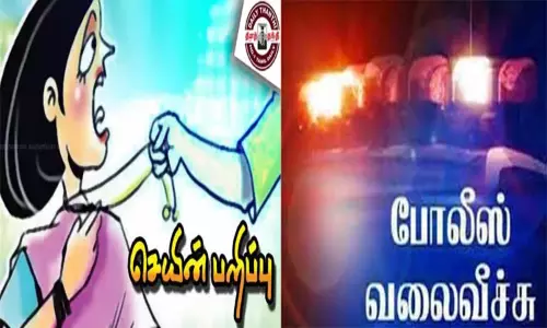 இளம்பெண்ணை தாக்கி தங்க செயின் பறிப்பு: 2 பேருக்கு போலீஸ் வலைவீச்சு இளம்பெண்ணை தாக்கி தங்க செயின் பறிப்பு: 2 பேருக்கு போலீஸ் வலைவீச்சு