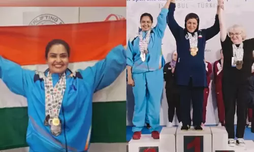 Tollywood actress Pragathi creates history with Gold at Asian Powerlifting Tollywood actress Pragathi creates history with Gold at Asian Powerlifting