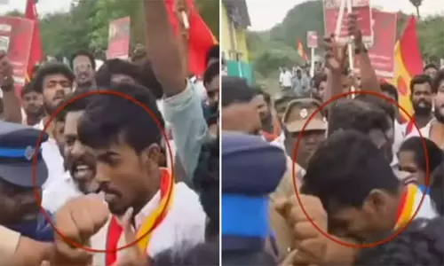 தர்மபுரியில் காவலரின் கையை கடித்த தவெக தொண்டர் கைது தர்மபுரியில் காவலரின் கையை கடித்த தவெக தொண்டர் கைது