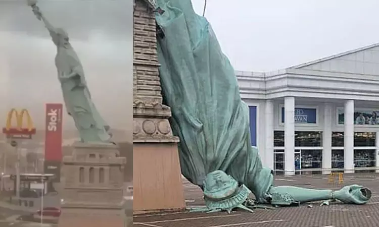 பிரேசில்: வீசிய பலத்த புயல் காற்று.. உடைந்து விழுந்த சுதந்திர தேவி சிலை பிரேசில்: வீசிய பலத்த புயல் காற்று.. உடைந்து விழுந்த சுதந்திர தேவி சிலை