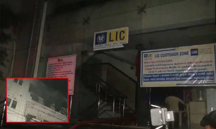 மதுரையில் எல்.ஐ.சி. அலுவலகத்தில் இரவில் தீ விபத்து; பெண் பலி