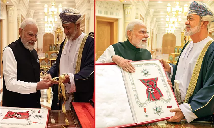 பிரதமர் மோடிக்கு ஓமன் நாட்டின் உயரிய விருது வழங்கி கவுரவம் பிரதமர் மோடிக்கு ஓமன் நாட்டின் உயரிய விருது வழங்கி கவுரவம்
