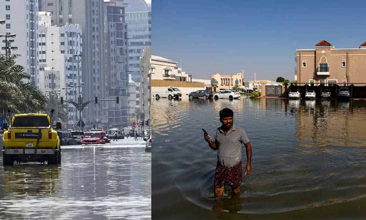 ஐக்கிய அரபு அமீரகத்தில் கனமழை, வெள்ளம்; போக்குவரத்து பாதிப்பு