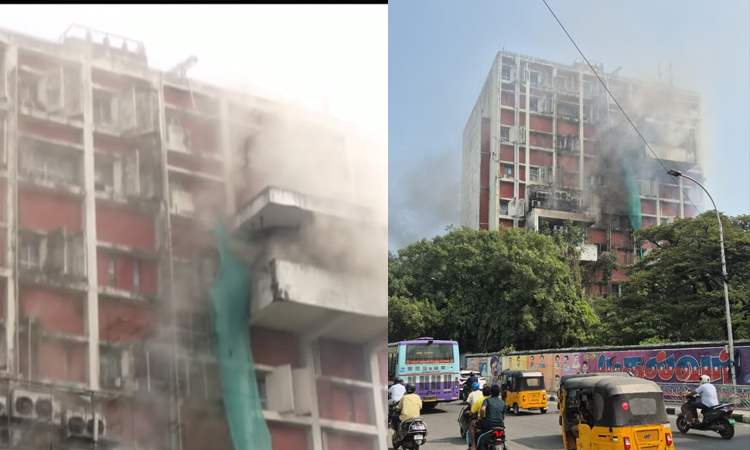 சென்னை பிஎஸ்என்எல் அலுவலகத்தில் தீ விபத்து - தொலைத் தொடர்பு சேவை பாதிப்பு