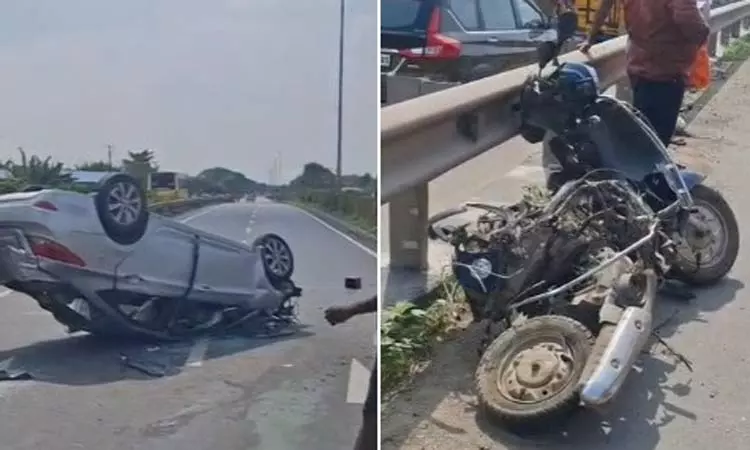 விழுப்புரம்: ஸ்கூட்டர் மீது கார் மோதி விபத்து  கல்லூரி மாணவி பலி