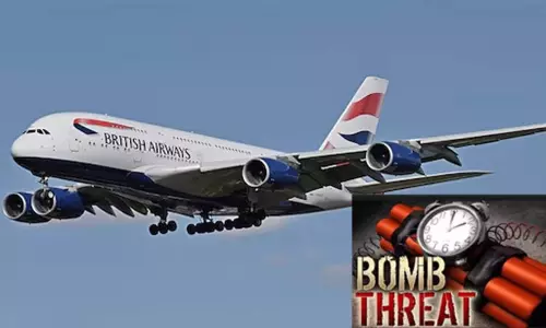 லண்டனில் இருந்து ஐதராபாத் புறப்பட்ட விமானத்திற்கு வெடிகுண்டு மிரட்டல்; அவசர அவசரமாக தரையிறக்கம்