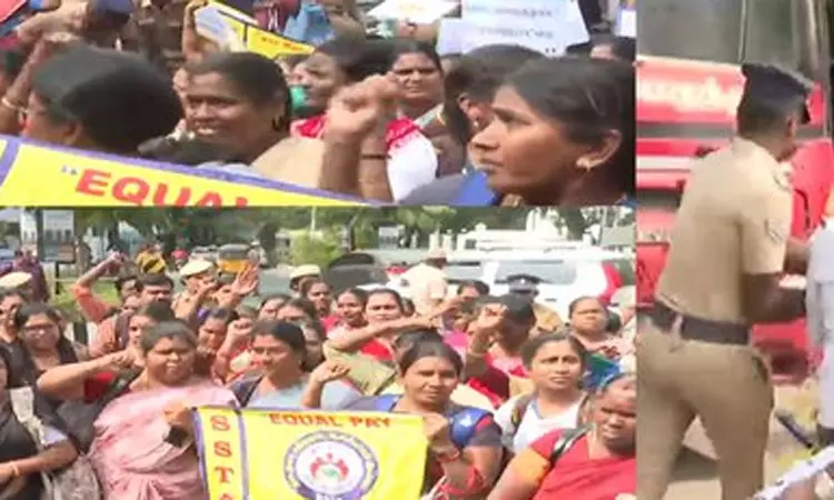 சென்னையில் போராட முயன்ற இடைநிலை ஆசிரியர்கள் கைது சென்னையில் போராட முயன்ற இடைநிலை ஆசிரியர்கள் கைது