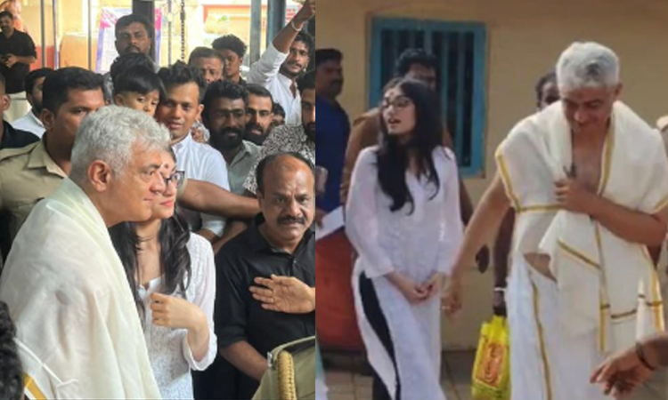 கேரளாவில் அஜித்...ஊட்டுகுளங்கரா கோவிலில் மகளுடன் சுவாமி தரிசனம்
