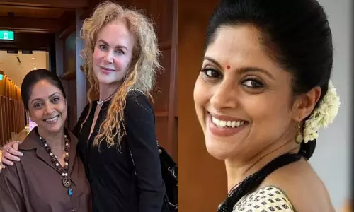 கோல்டன் குளோப் விருது வென்ற நடிகையை சந்தித்த நதியா