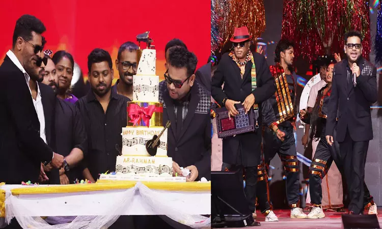 “மூன்வாக்” படக்குழுவுடன் பிறந்தநாள் கொண்டாடிய ஏ.ஆர்.ரகுமான்