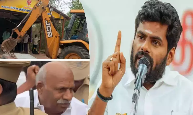 திருப்பூரில் பழமையான முருகன் கோவில் இடிப்பு: அண்ணாமலை கண்டனம் திருப்பூரில் பழமையான முருகன் கோவில் இடிப்பு: அண்ணாமலை கண்டனம்