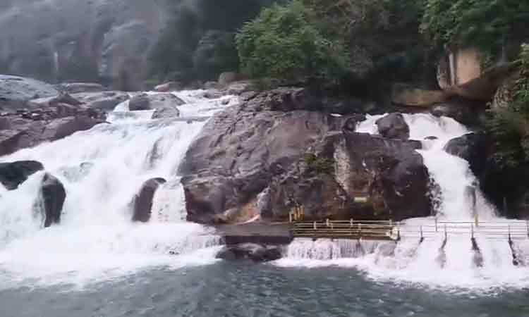 மணிமுத்தாறு அருவியில் குறையாத வெள்ளப்பெருக்கு: இரண்டாவது நாளாக குளிக்கத் தடை