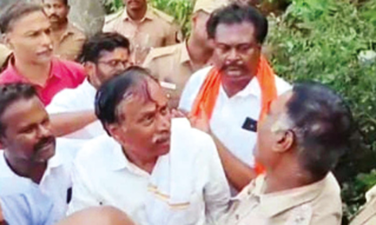 தடையை மீறி கல்லத்தி மரத்துக்கு செல்ல முயற்சி:  திருப்பரங்குன்றத்தில் எச்.ராஜா கைது