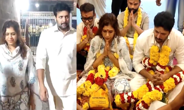 கெனிசாவுடன் திருவண்ணாமலையில் சாமி தரிசனம் செய்த நடிகர் ரவி மோகன்