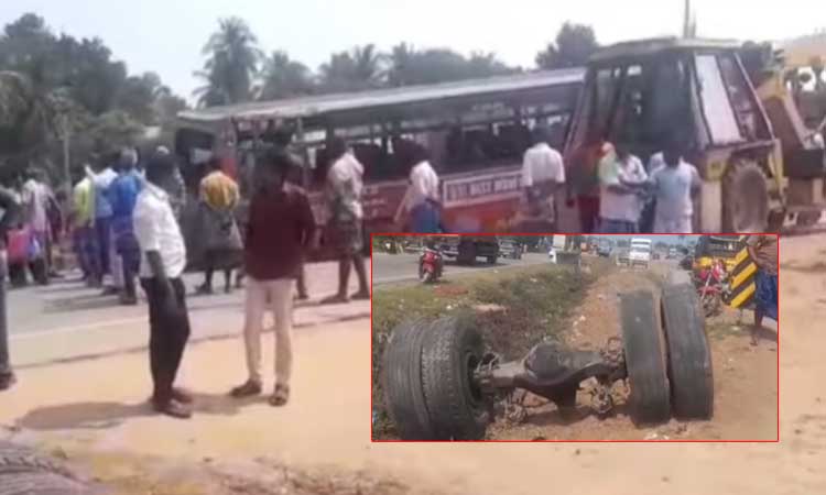 மதுரையில் அரசு பேருந்தின் டயர் வெடித்து விபத்து - 20-க்கும் மேற்பட்டோர் பேர் காயம்