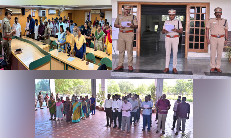 திருநெல்வேலி: போலீஸ் கமிஷனர், எஸ்.பி. அலுவலகங்களில் தேசிய வாக்காளர் தின உறுதிமொழி ஏற்பு