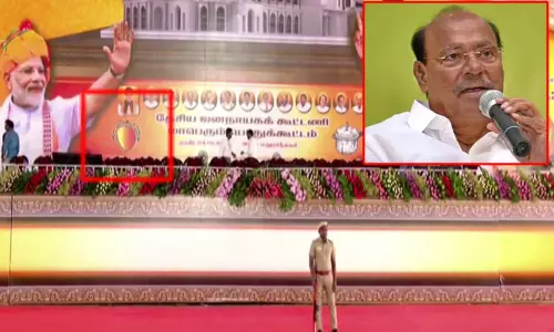 பிரதமர் பங்கேற்கும் பொதுக்கூட்ட மேடையில் மாம்பழம் சின்னம் - ராமதாஸ் கடும் எதிர்ப்பு