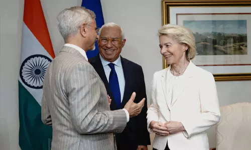 இருதரப்பு உச்சி மாநாடு; ஐரோப்பிய ஒன்றிய தலைவர்களுடன் மத்திய மந்திரி ஜெய்சங்கர் சந்திப்பு