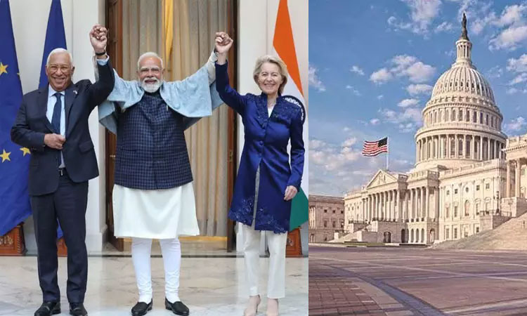 இந்தியாவுடன் ஒப்பந்தம்; ஐரோப்பா தனக்கு எதிரான போருக்கு நிதி அளித்துக் கொள்கிறது - அமெரிக்கா சாடல்